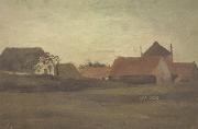 Vincent Van Gogh Farmhouses in Loosduinen near The Hague at Twilight (nn04) USA oil painting reproduction